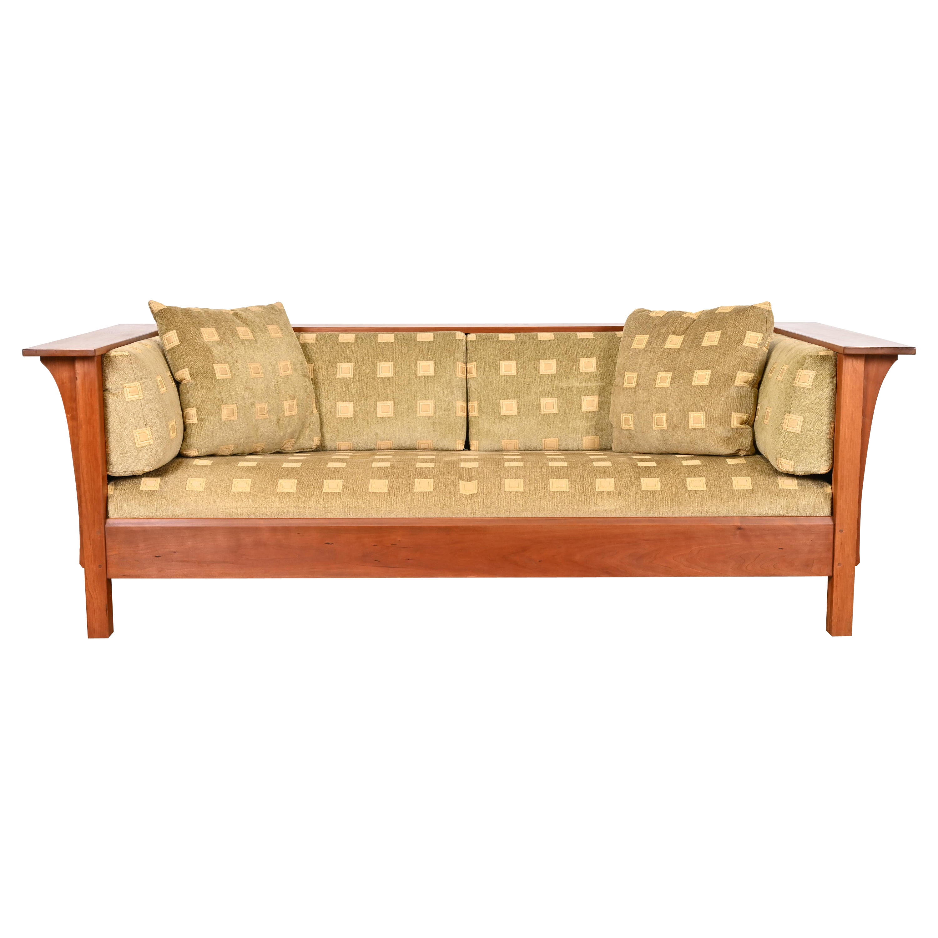 Stickley Mission Arts and Crafts Cherry Wood Settle Sofa For Sale