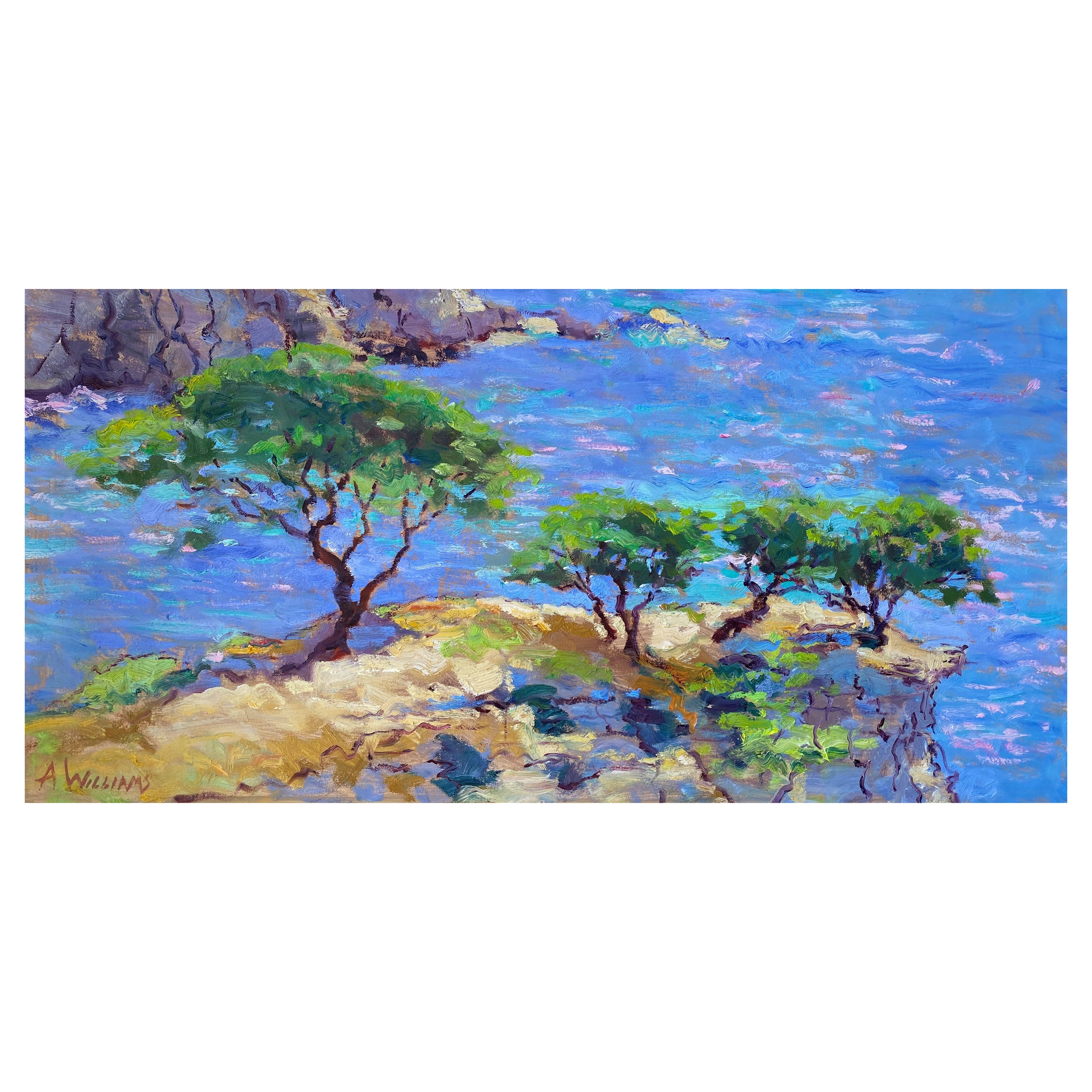 Gerahmtes Ölgemälde auf Leinwand „Mediterranean Allure“ von Alice Williams im Angebot