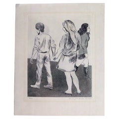 Used Raphael Soyer Original Etching Circa 1970's - “Holding Hands” 