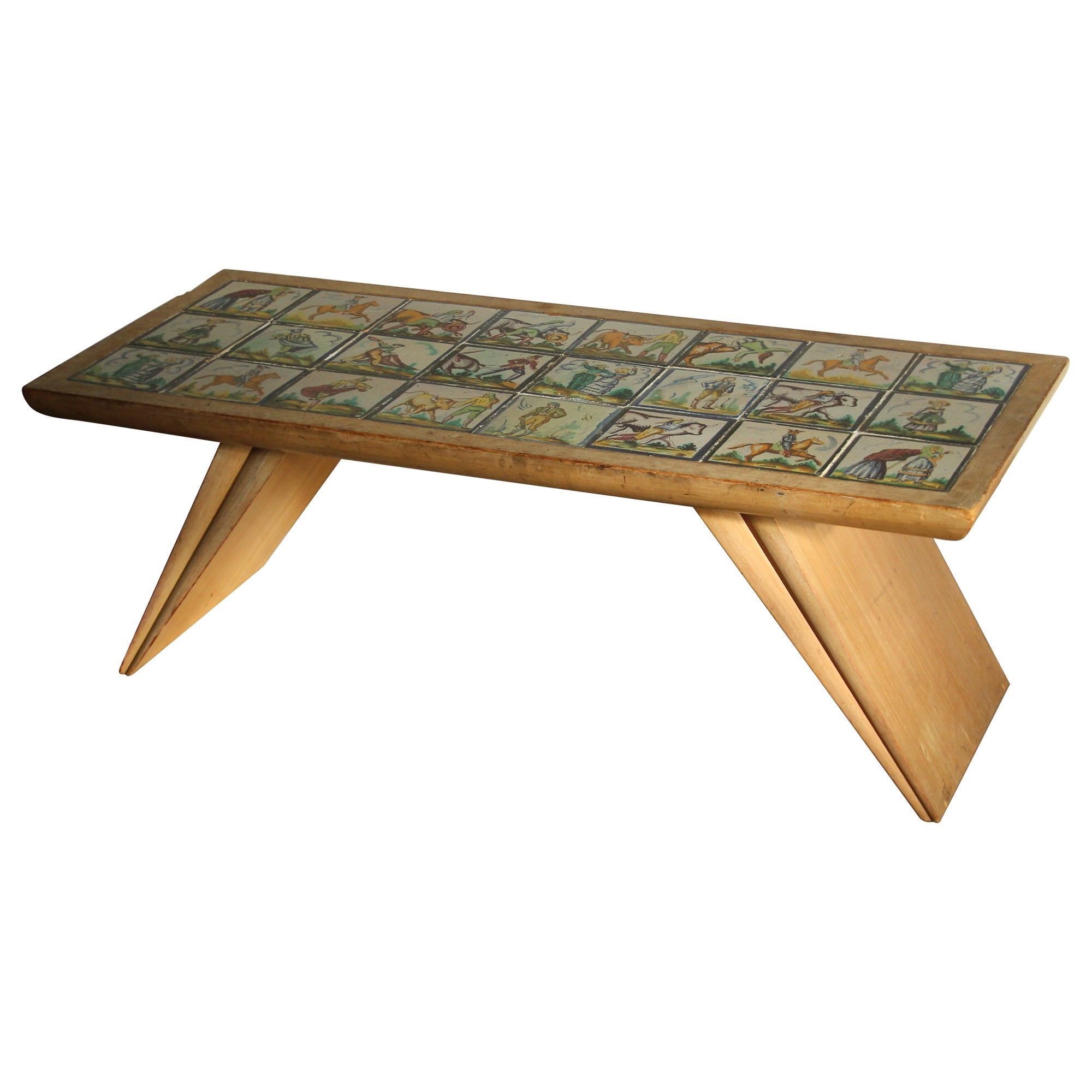 Vladimir Kagan Early and Rare Custom Tile Top Coffee Table, 1940s For Sale