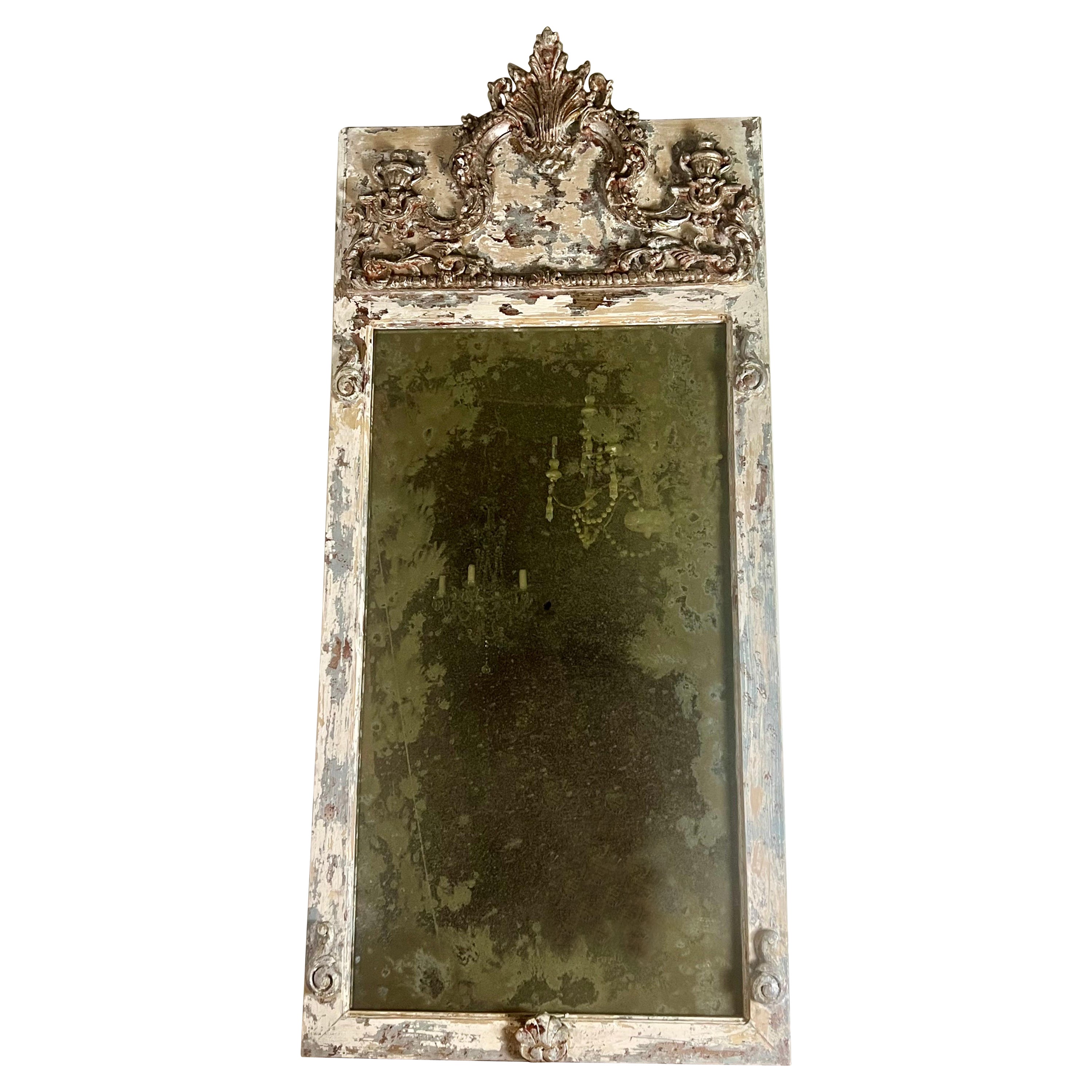 French Painted & Parcel Gilt Mirror