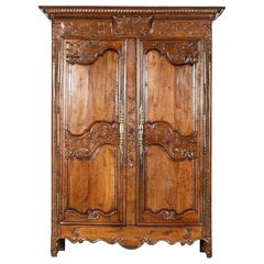 Antique Large 18thC French Carved Walnut Armoire