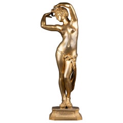 Edmé Antony Paul NOEL : "L'Odalisque", sculpture en bronze doré C.I.C..