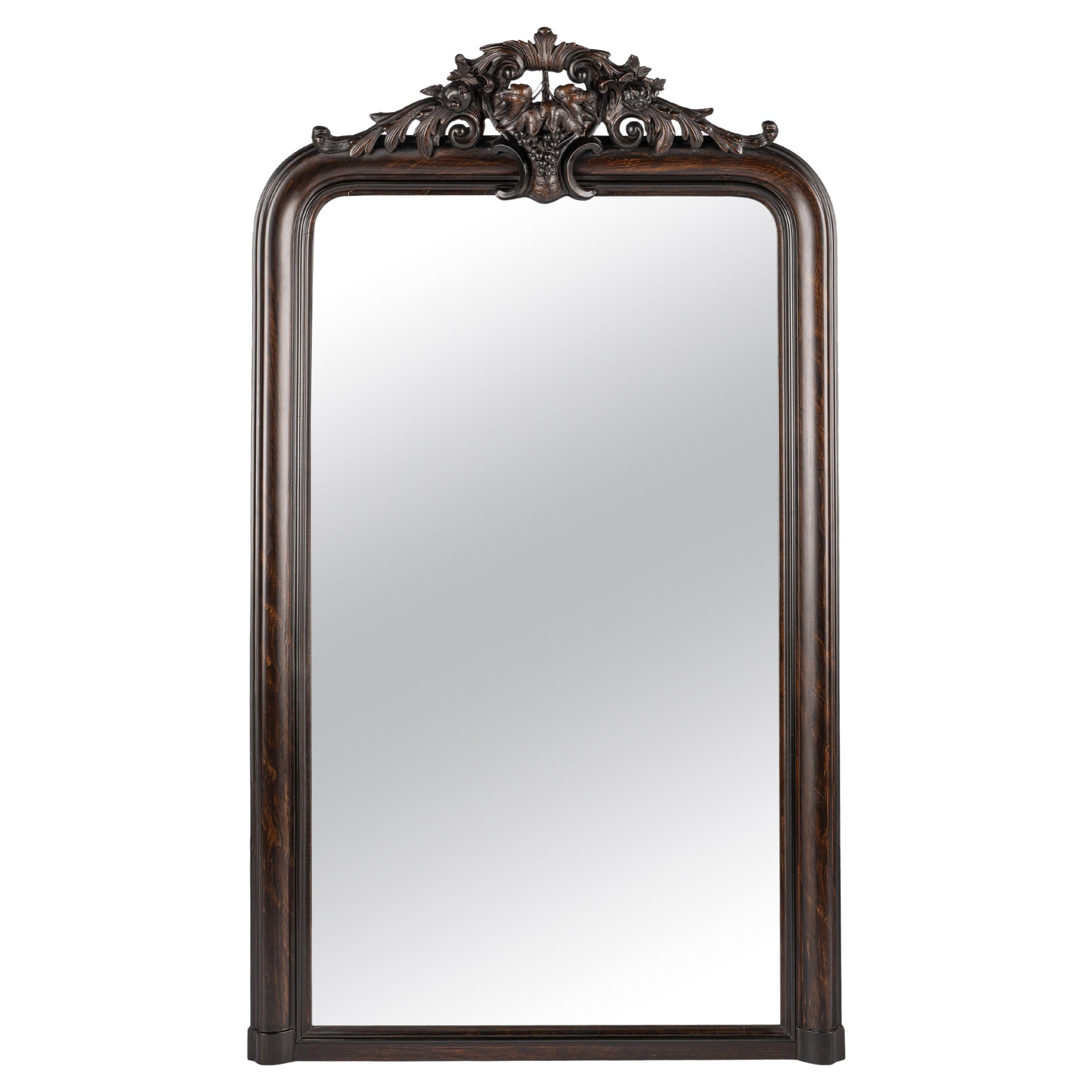Antique 19th-century French Faux Rosewood Painted Louis Philippe Mirror  For Sale