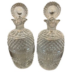 Unusual Pair of Irish Antique Victorian Quality Cut Glass Decanters