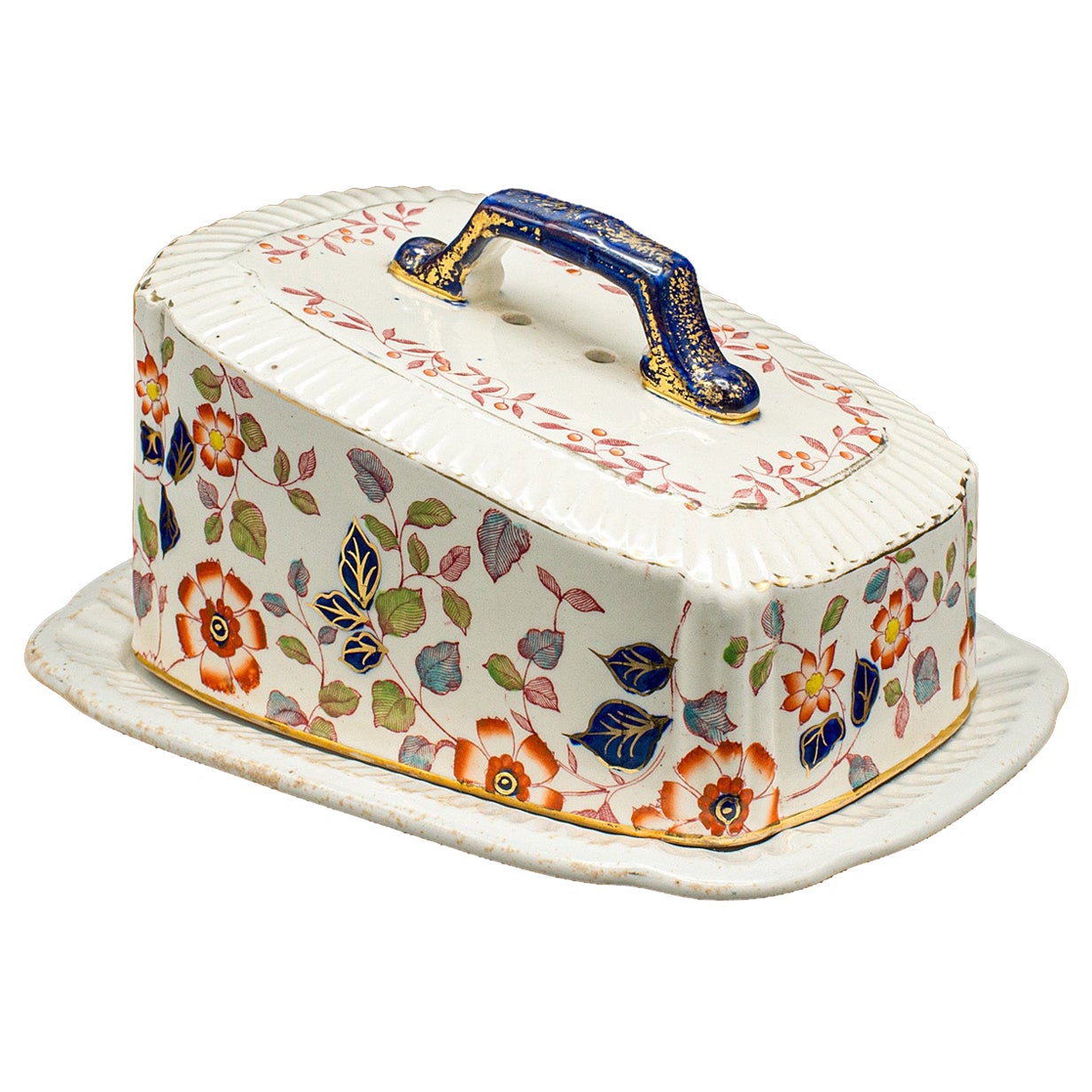 Antique Decorative Cheese Keeper, English, Ceramic, Butter Dish, Victorian, 1900 For Sale