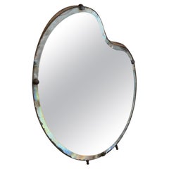 1930 Art Decó Espejo de sobremesa italiano de madera y cristal de L. Fontana