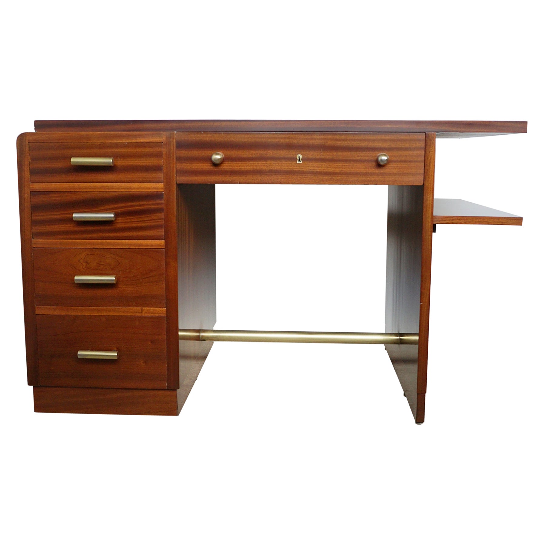 Art Deco Flame Mahogany Desk  For Sale