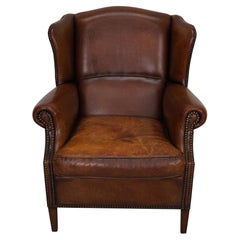 Antique Dutch Cognac Colored Leather Club Chair
