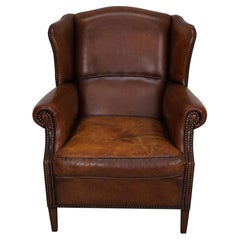 Fauteuil club néerlandais vintage en cuir de couleur cognac