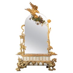 Late 19th Century Venetian Carved Giltwood Jardiniere with a Figure of Dragon