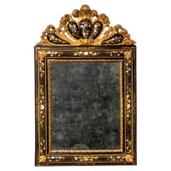 Antique Eighteenth-century Venetian mirror in lacquered wood and with mother-of-pearl in