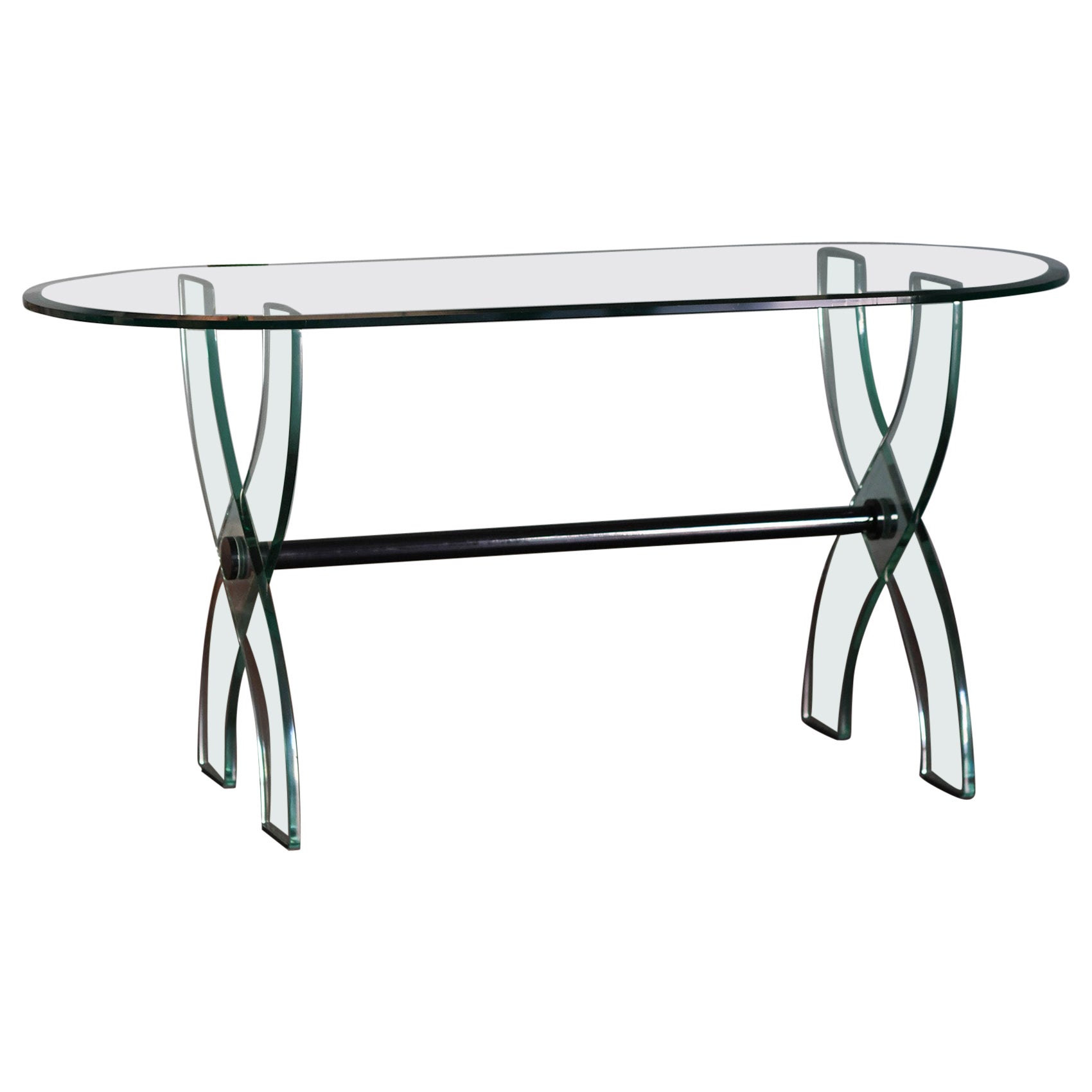 Glass desk, Italy 1980 For Sale