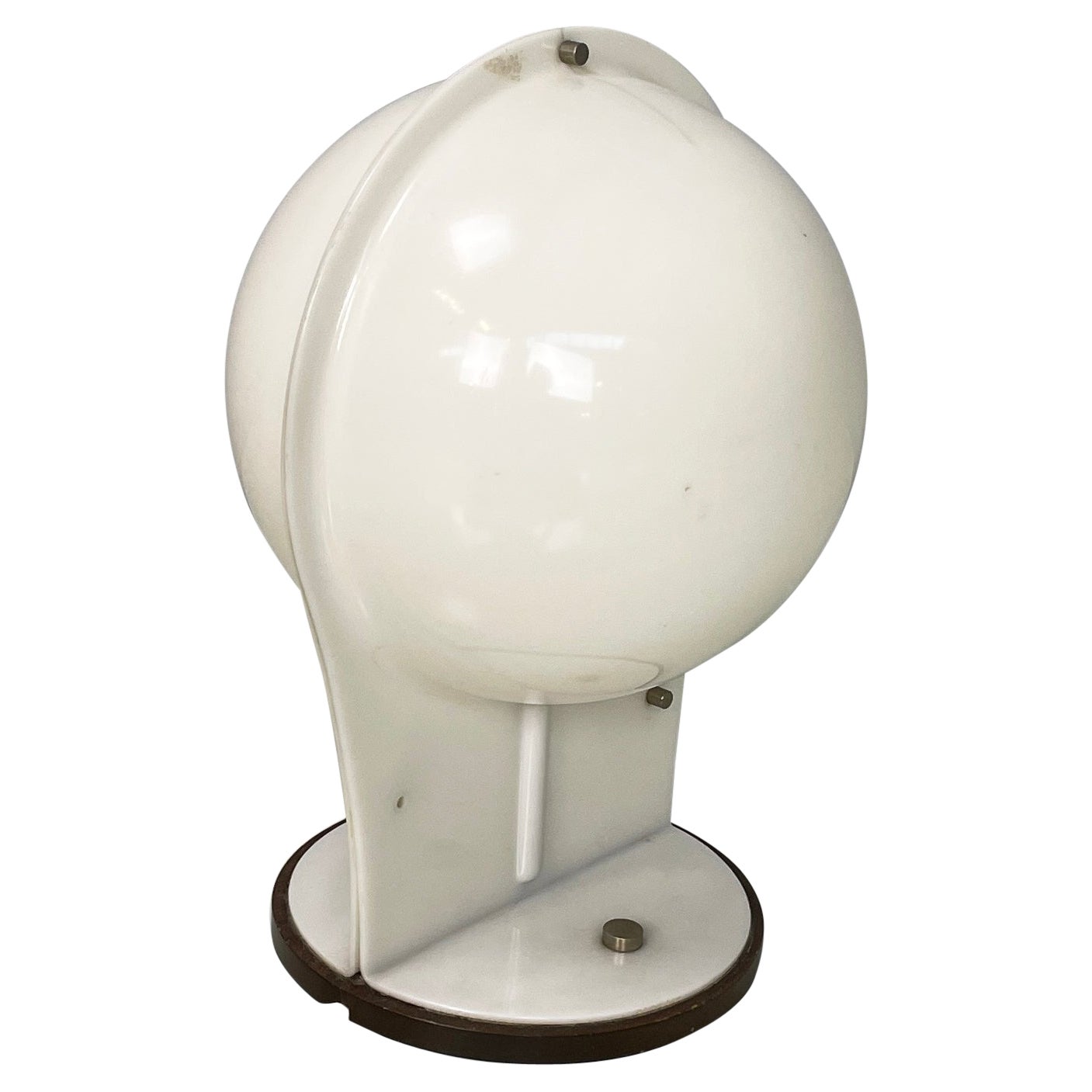 Italian space age Spherical table lamp in white plastic, 1970s For Sale