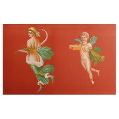 Original Antique Print of a Mural Painting, Pompeii, C.1880