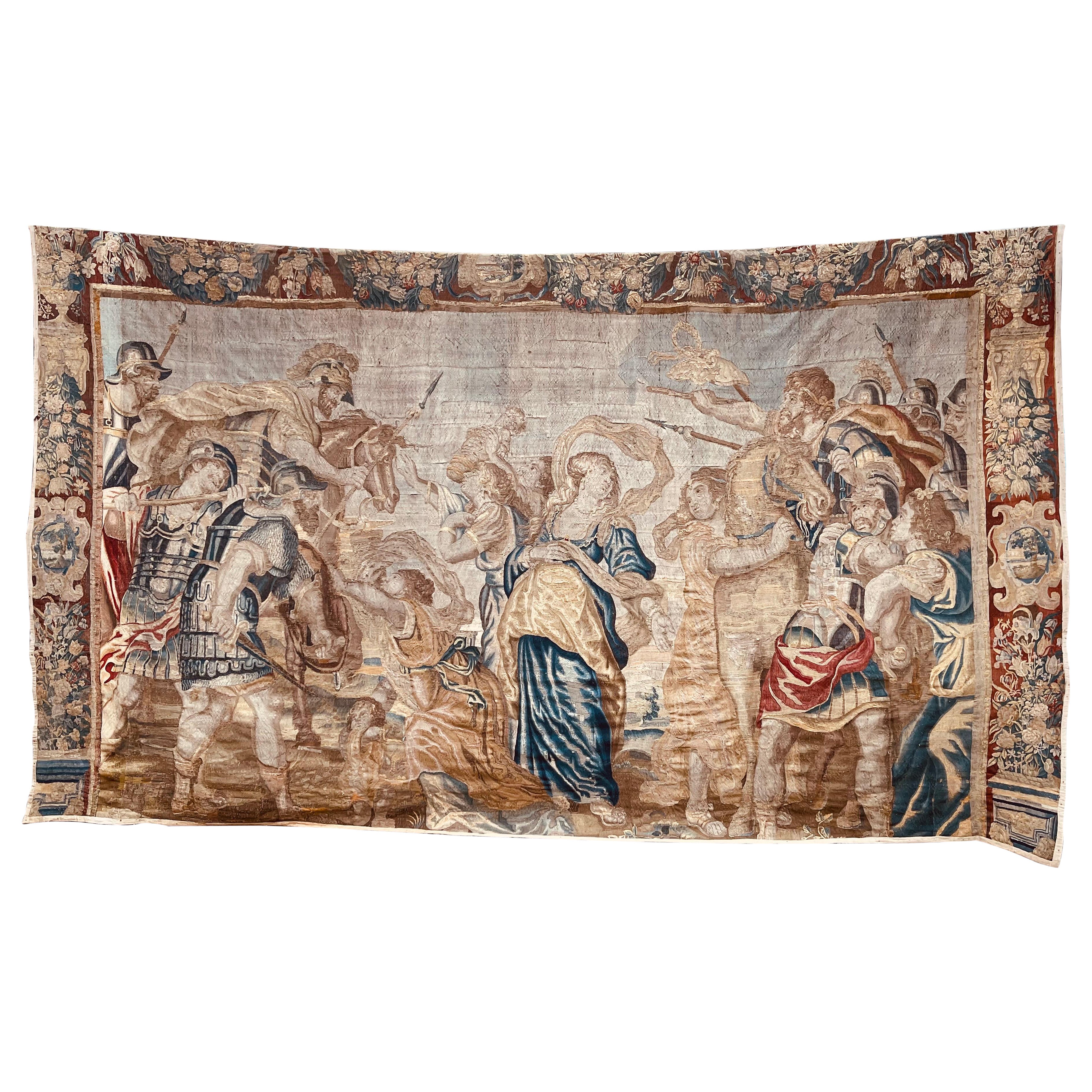 17th Century Tapestry/Gobelein Alexander The Great And Darius III Persian King For Sale
