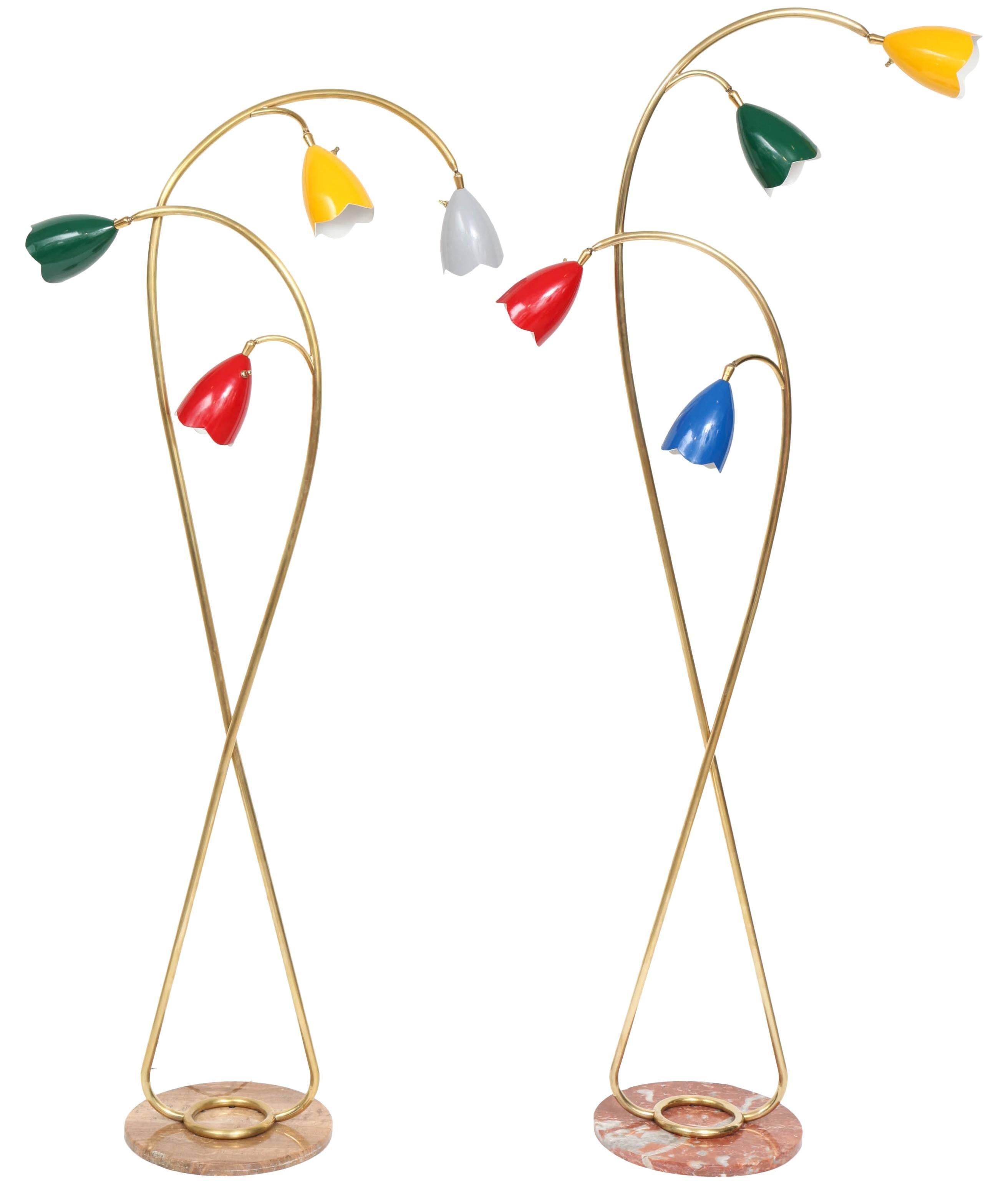 Pair of 1950s Italian Floor Lamps Attributed to Arredoluce