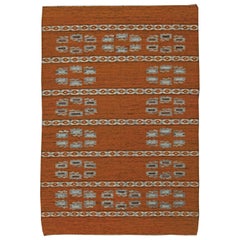 Vintage Mid-20th century Swedish Brown Flat-Weave Wool Rug