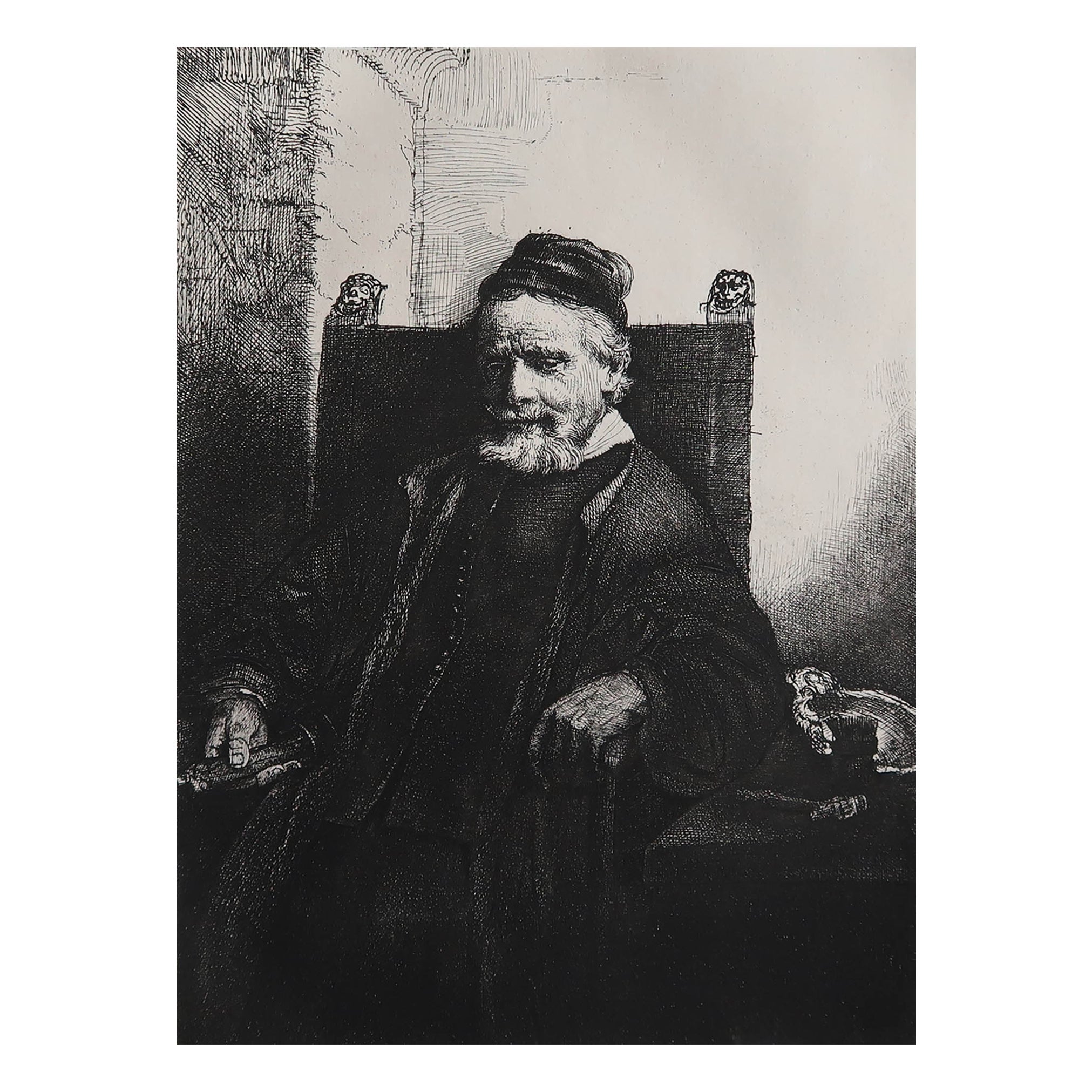 Original Antique Etching By A.Durand After Rembrandt. C.1900 For Sale