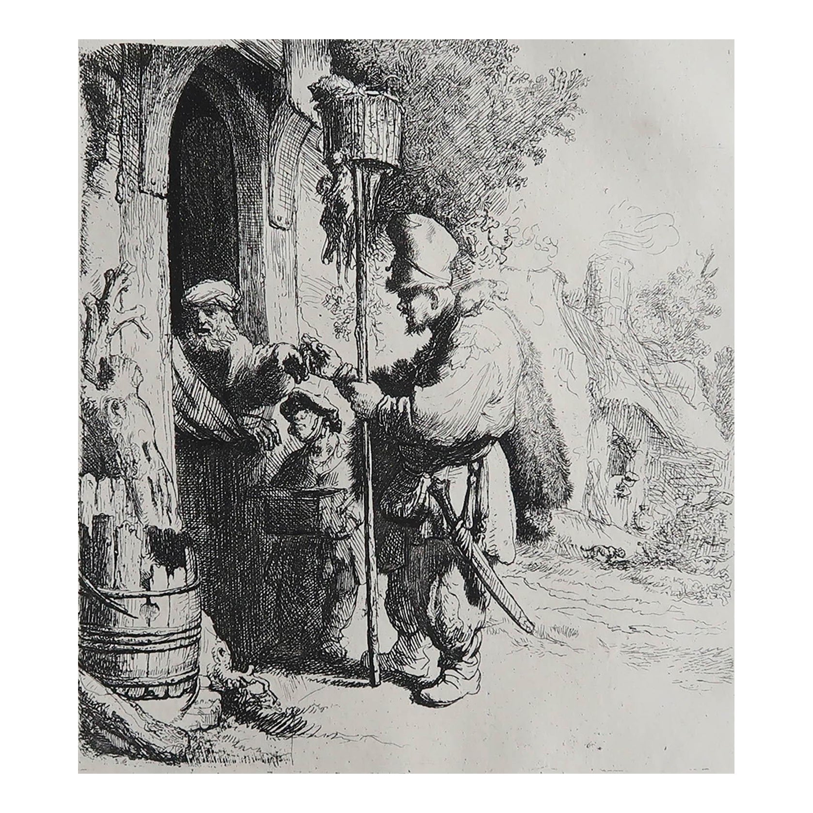 Original Antique Etching By A.Durand After Rembrandt. C.1900 For Sale