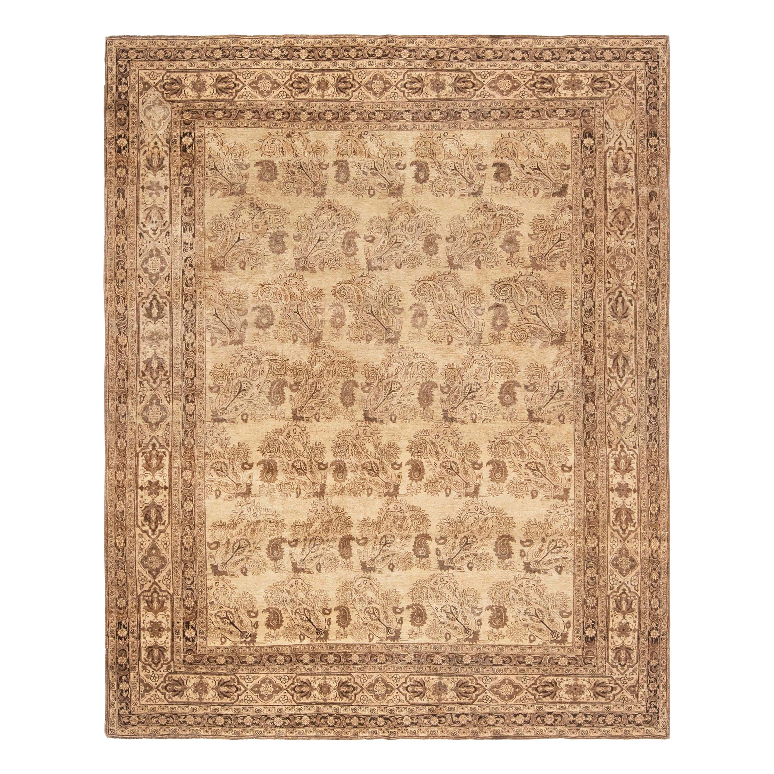 Antique Persian Tabriz Handmade Wool Rug For Sale