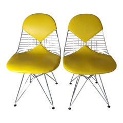 Vintage DKR Bikini Wirechair designed by Eames for Vitra  Lederbezug   Neuwertig