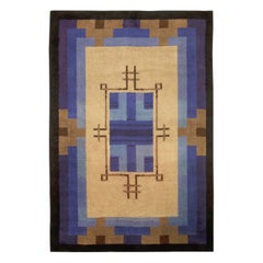 Mid-20th Century Bold French Art Deco Handmade Wool Rug (tapis de laine fait à la main)