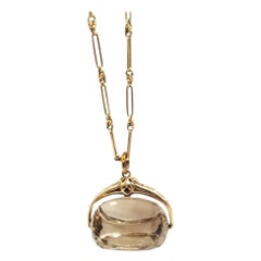 Retro 14 Gold Necklace with Rose Gold Citrine Pendant