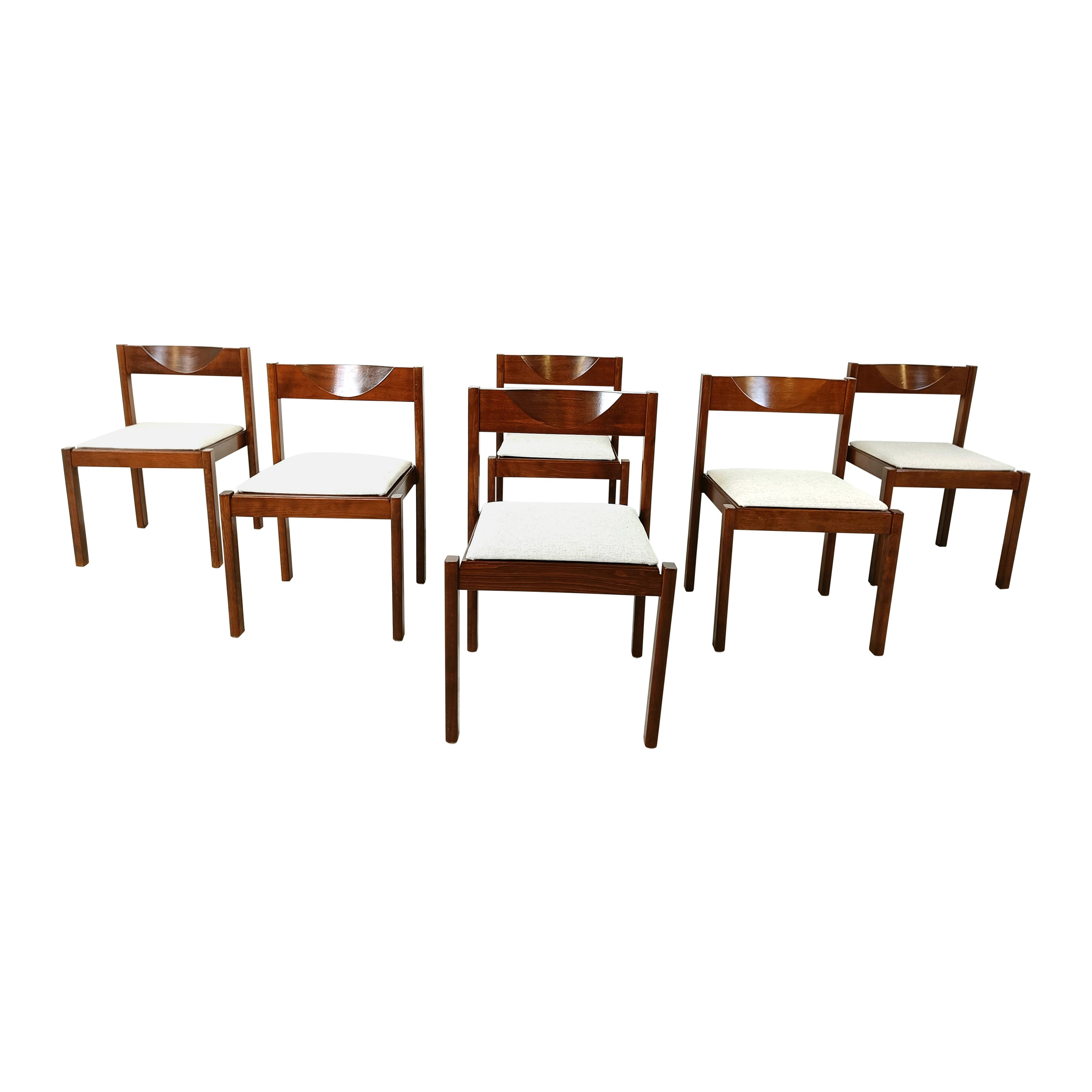 Vintage stackable dining chairs, set of 6 - 1970s For Sale