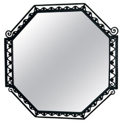 Vintage Octagonal Hammered-Framed Wall Mirror