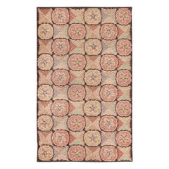 Magnifique tapis Art Déco européen vintage de petite taille 3'4" x 3'11"