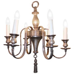 1920s Silver Plated Six-Light Colonial Style Chandelier