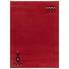 Début du 20ème siècle Vintage Français Art Deco Rouge Rugs en laine noués à la main