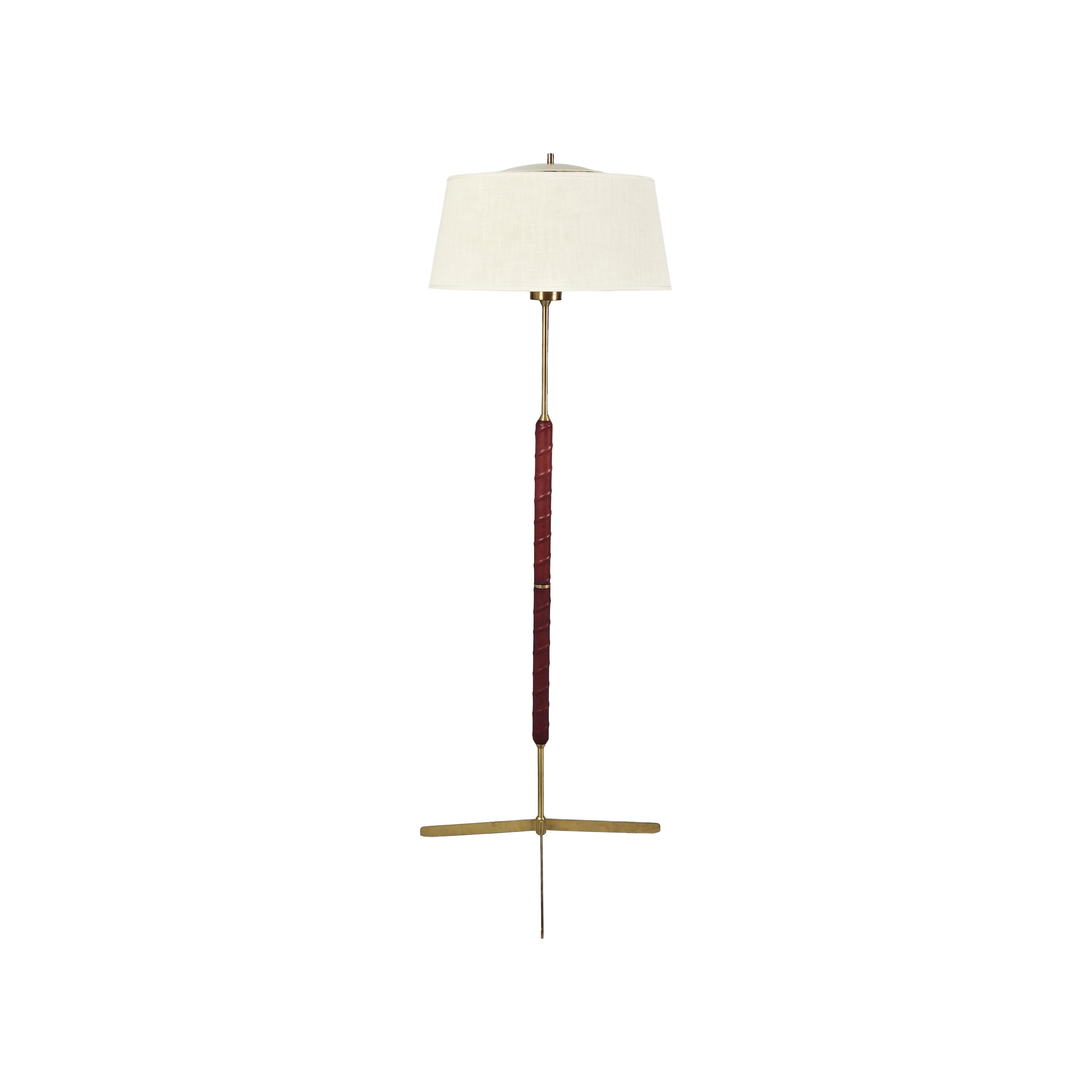 Leather wrapped floor lamp 'G-031' by Bergboms, Sweden, 1960s For Sale