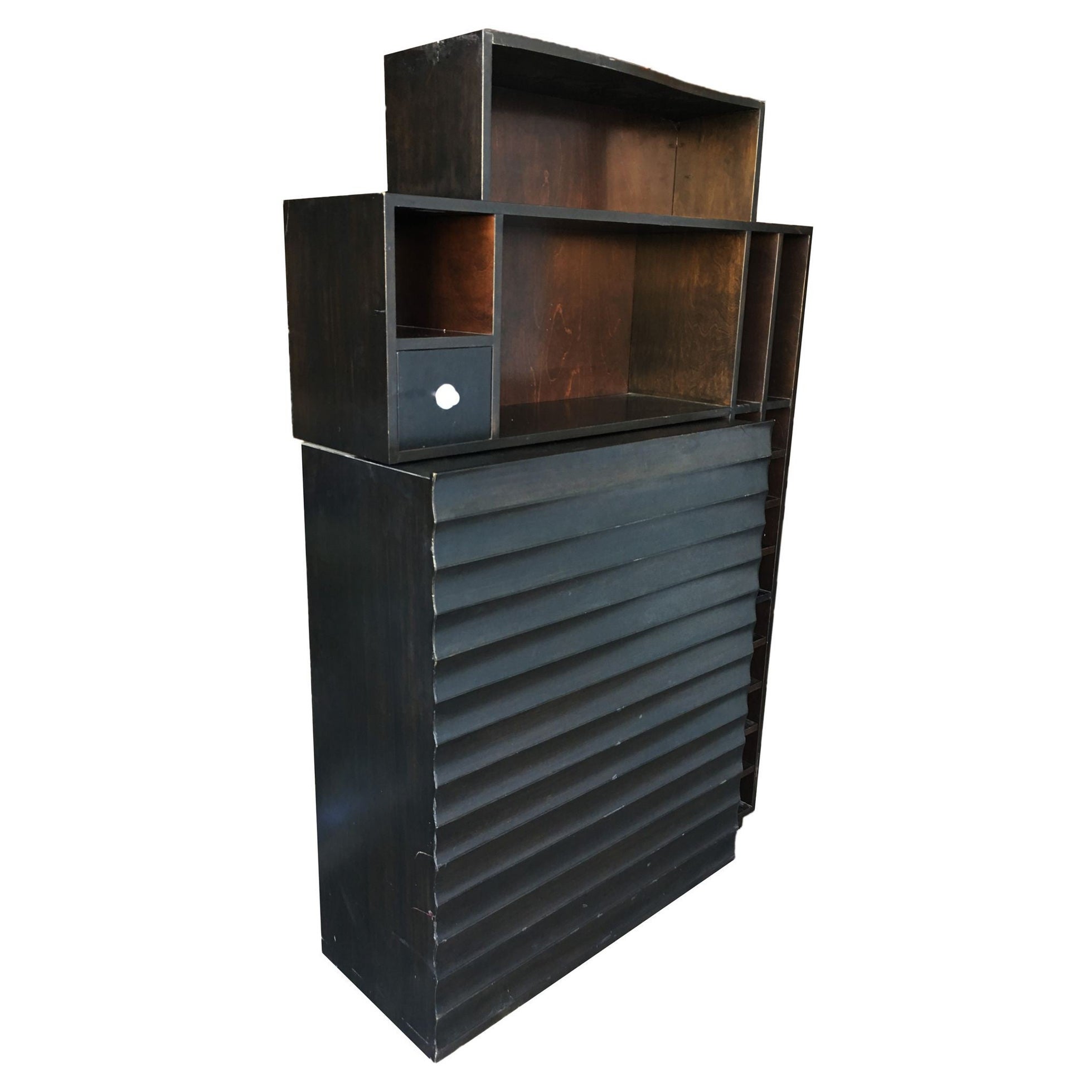 Postmodern Espresso Wood Dining Room Convertible Bar Cabinet, 1990 For Sale