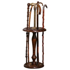 Early 20th Century French 24-Cane Holder with Brass Eagle Handle and 5 Canes