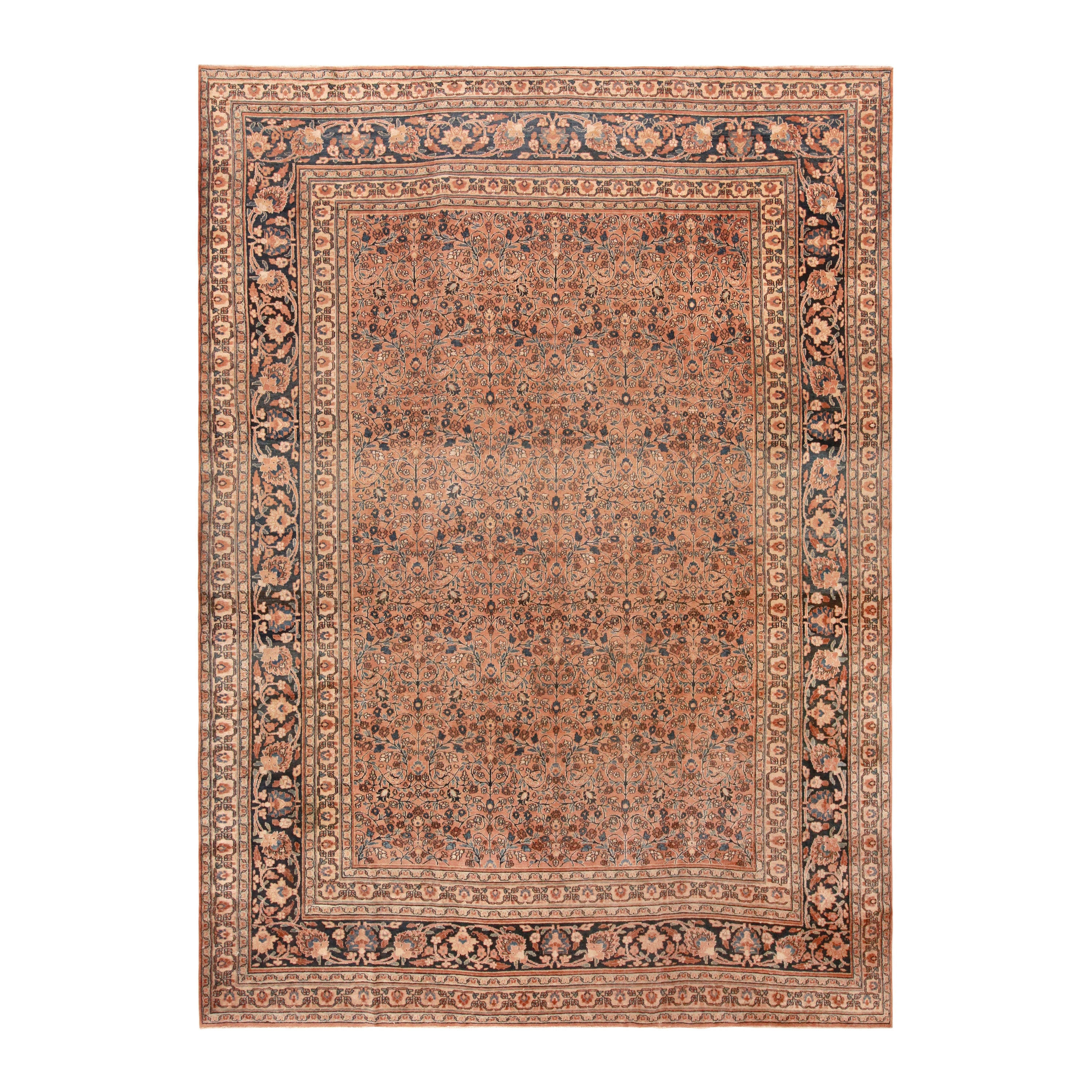 Magnifique tapis persan Khorassan ancien à fleurs 10'7" x 15'2" en vente