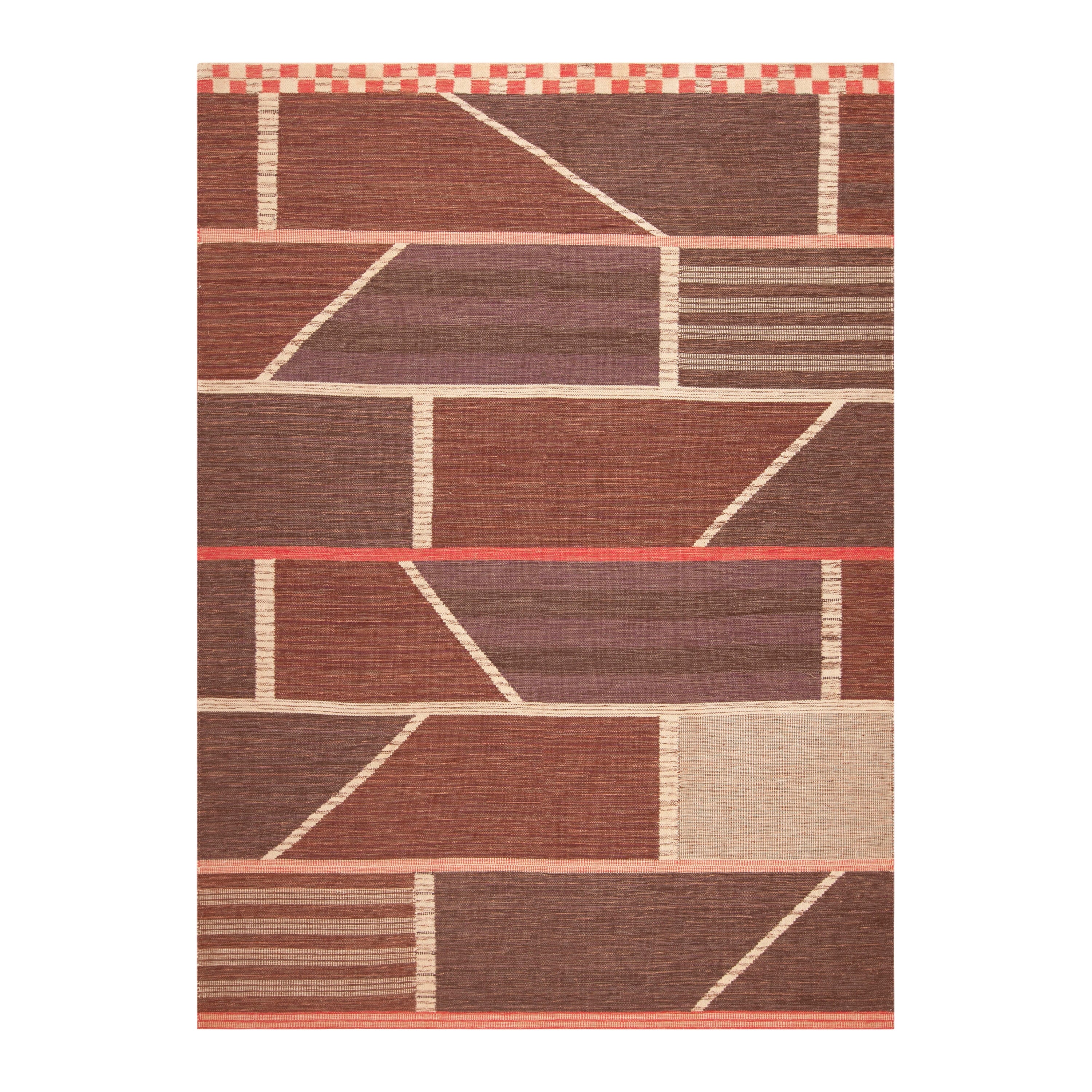 Collection Nazmiyal, tapis suédois moderne et géométrique tissé à plat 8'11" x 12'1" en vente