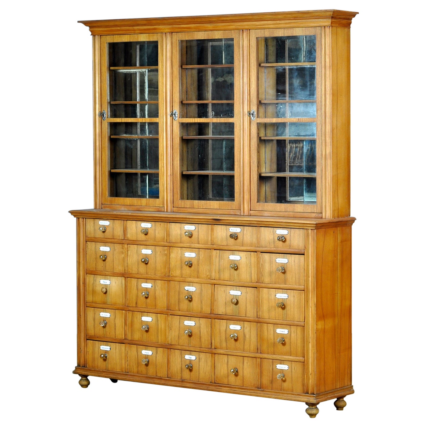 Oak And Pine Pharmacy Cabinet, anno 1889 For Sale