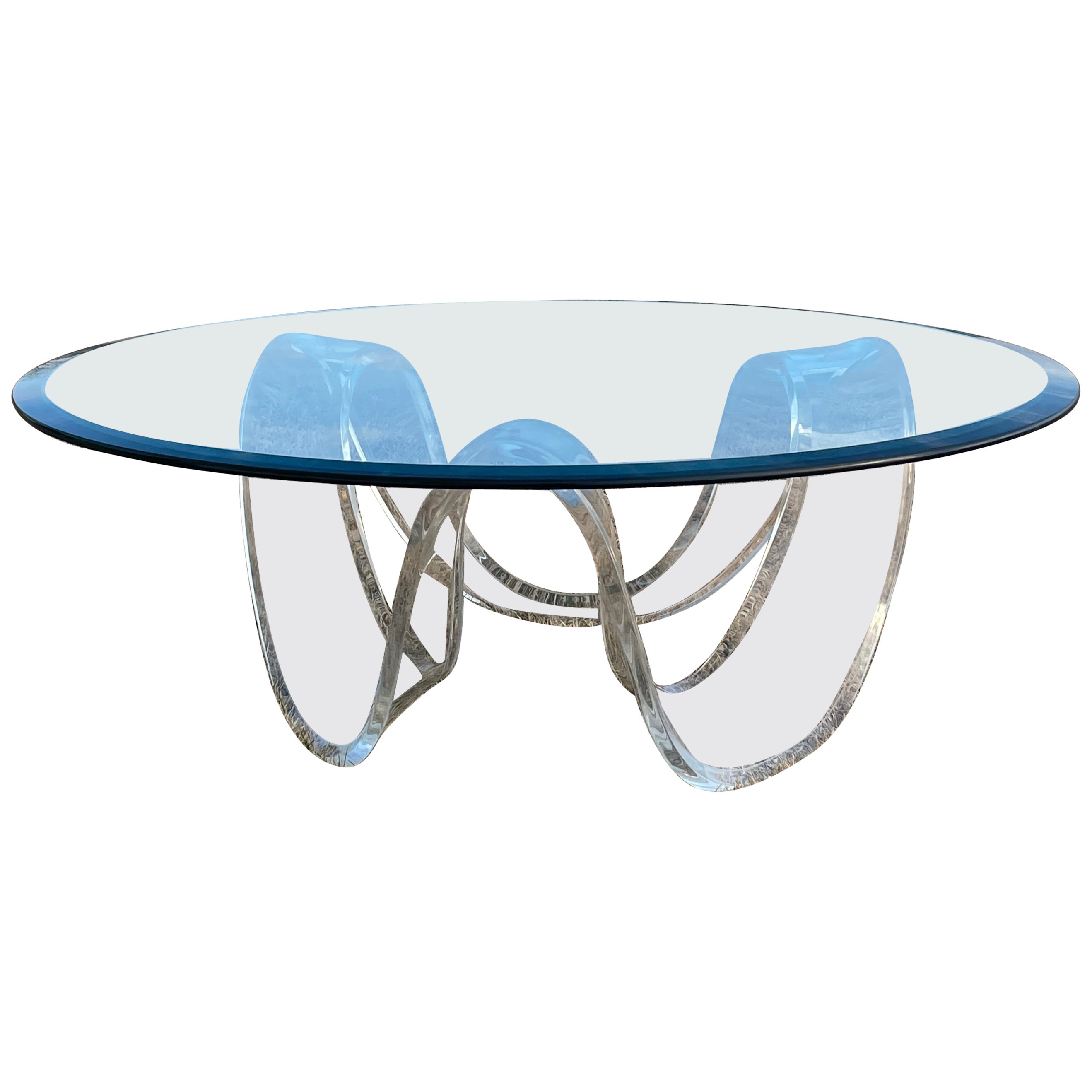 Mid Century Modern Lucite Ribbon Coffee Table 