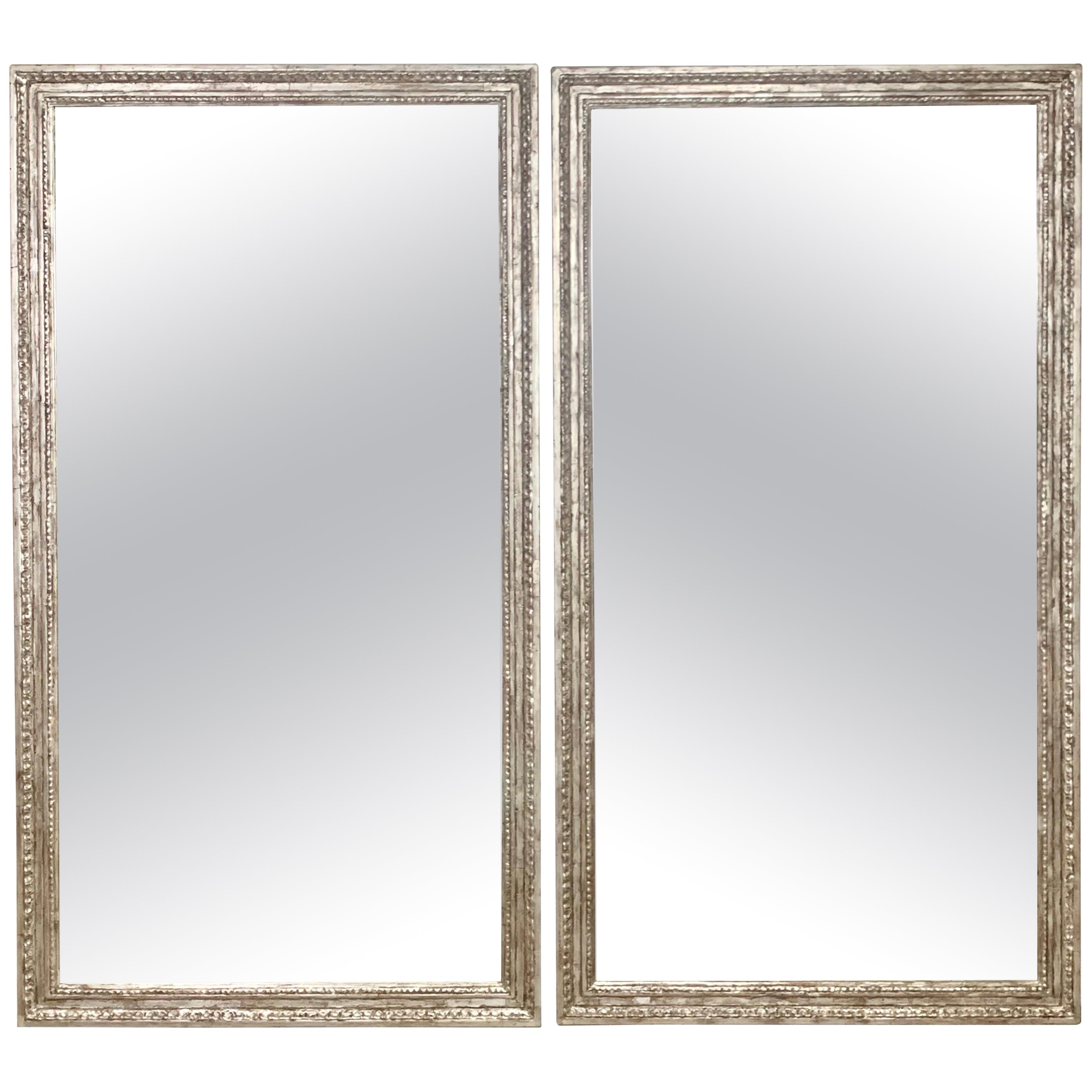 Pair of Silvered Hand Carved Mirrors by MLA For Sale