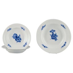 Vintage Royal Copenhagen Blue Flower Braided. Three deep plates.