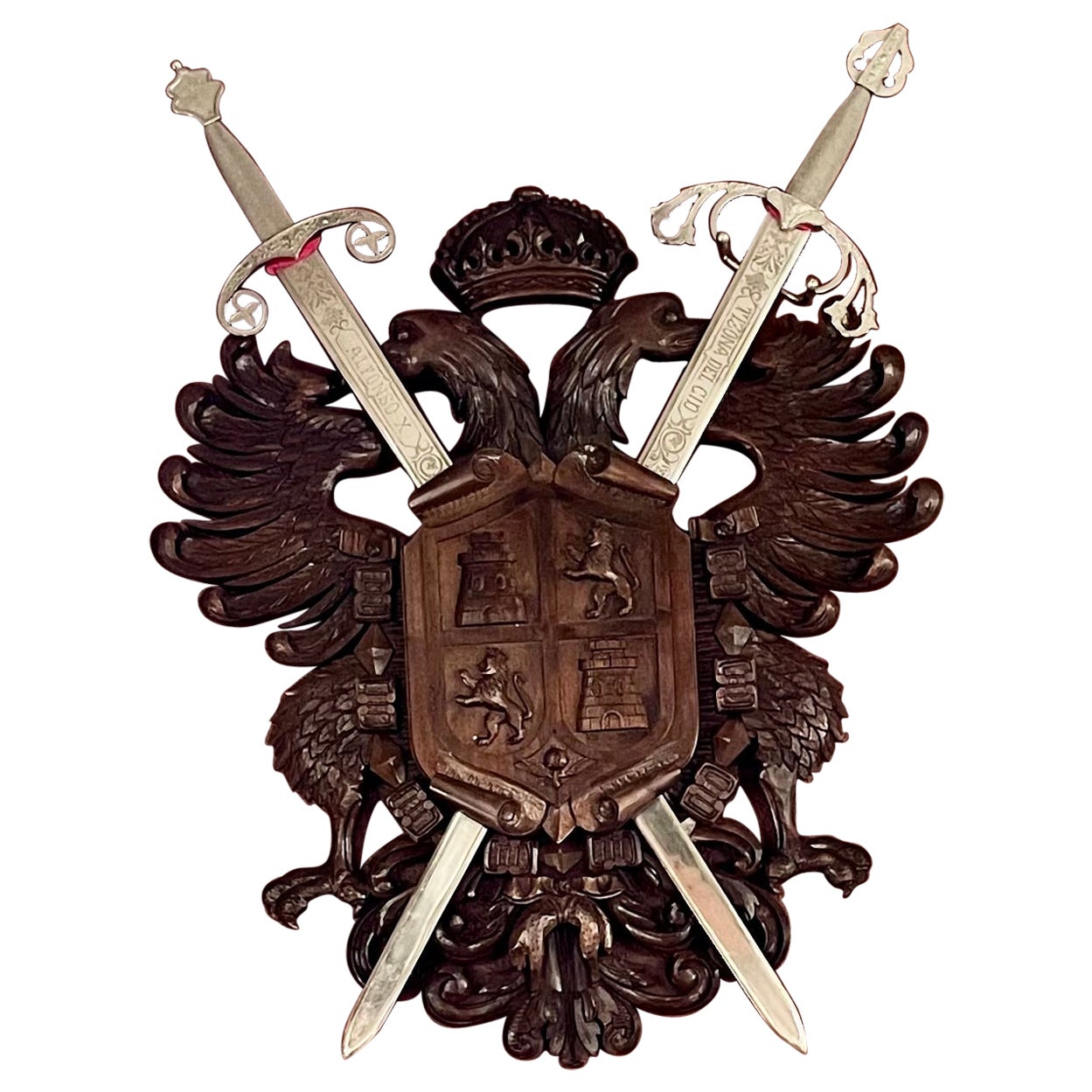 Hand-Carved English Coat of Arms. For Sale