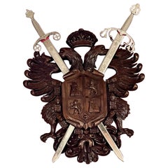 Vintage Hand-Carved English Coat of Arms.