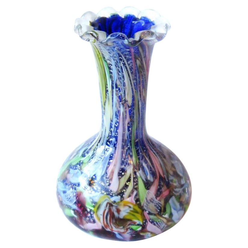 Magnificent Rare Millefiori Multi Colored Glass Vase Attributed to Fratelli Toso For Sale