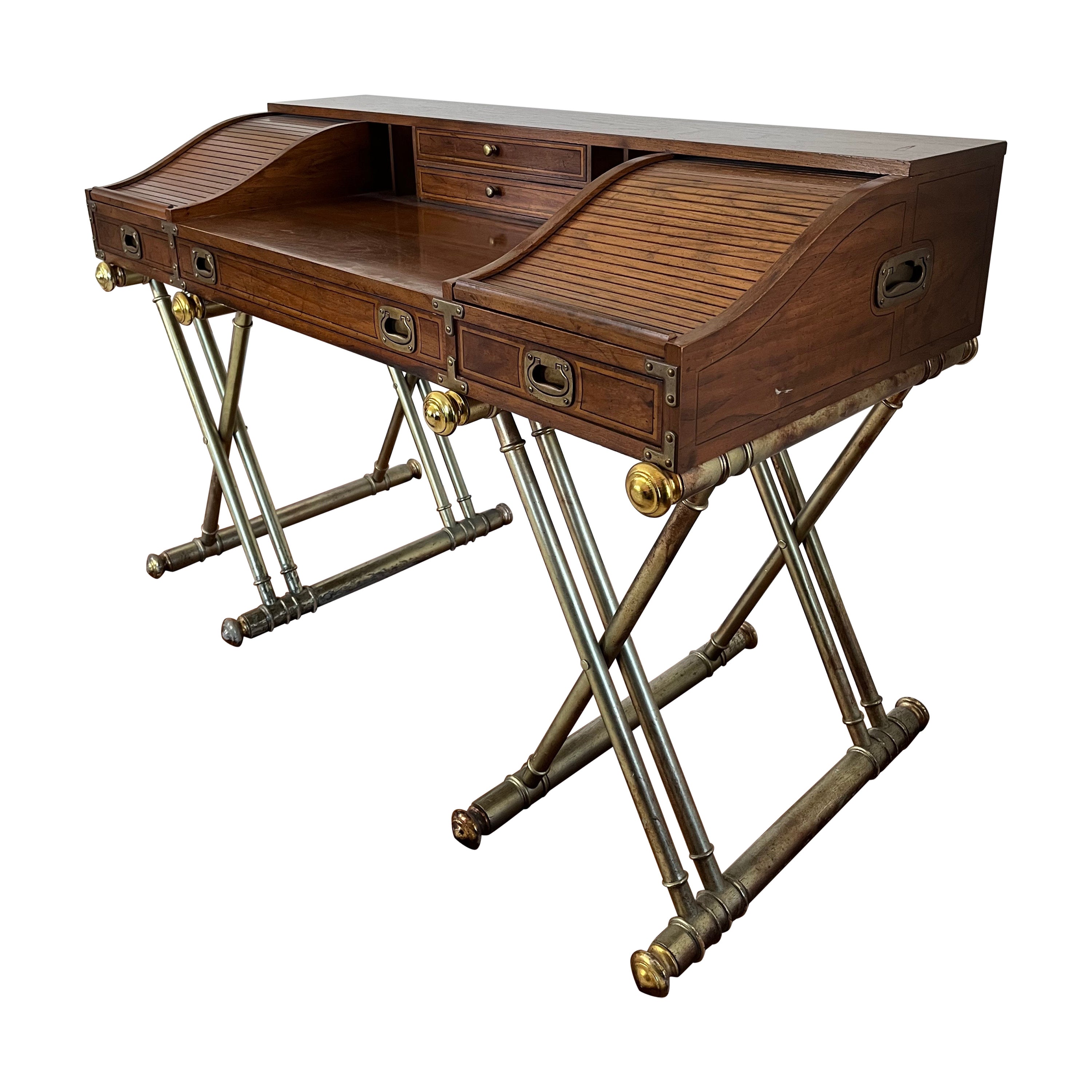 Vintage Campaign Style Desk by Drexel For Sale