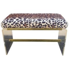 Lucite Bench Mid-Century Leopard Seat