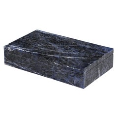 Caja de piedra sodalita azul, con bisagra, firmada 800 Silver