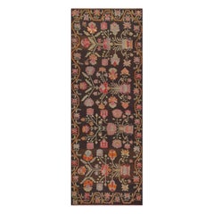 Antique Wool Floral Bessarabian Rug from Romania