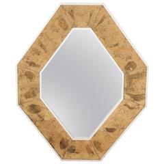 Chic 1940s Italian Octagonal Gold Mirror with Églomisé Frame